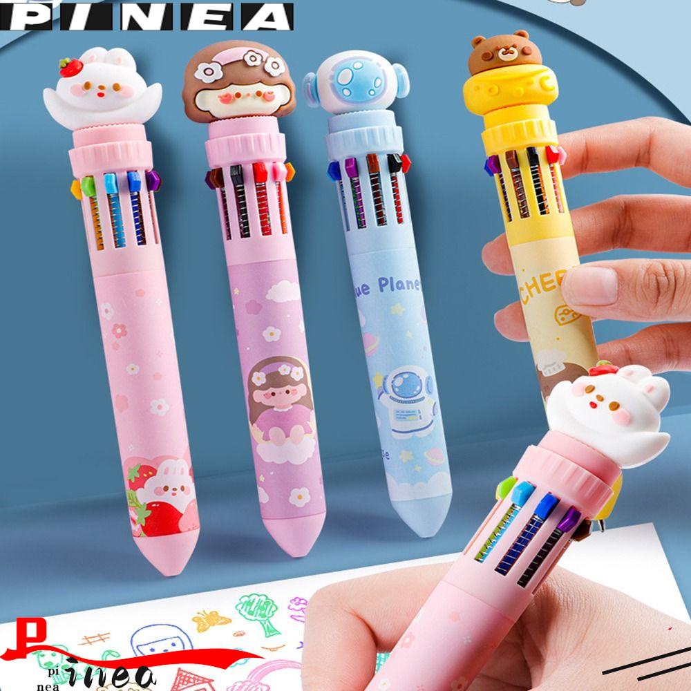 Nanas 4PCS /Set Pena Gel Perlengkapan Kantor Sekolah Kartun Kemas 10warna Press Type Signature Pen