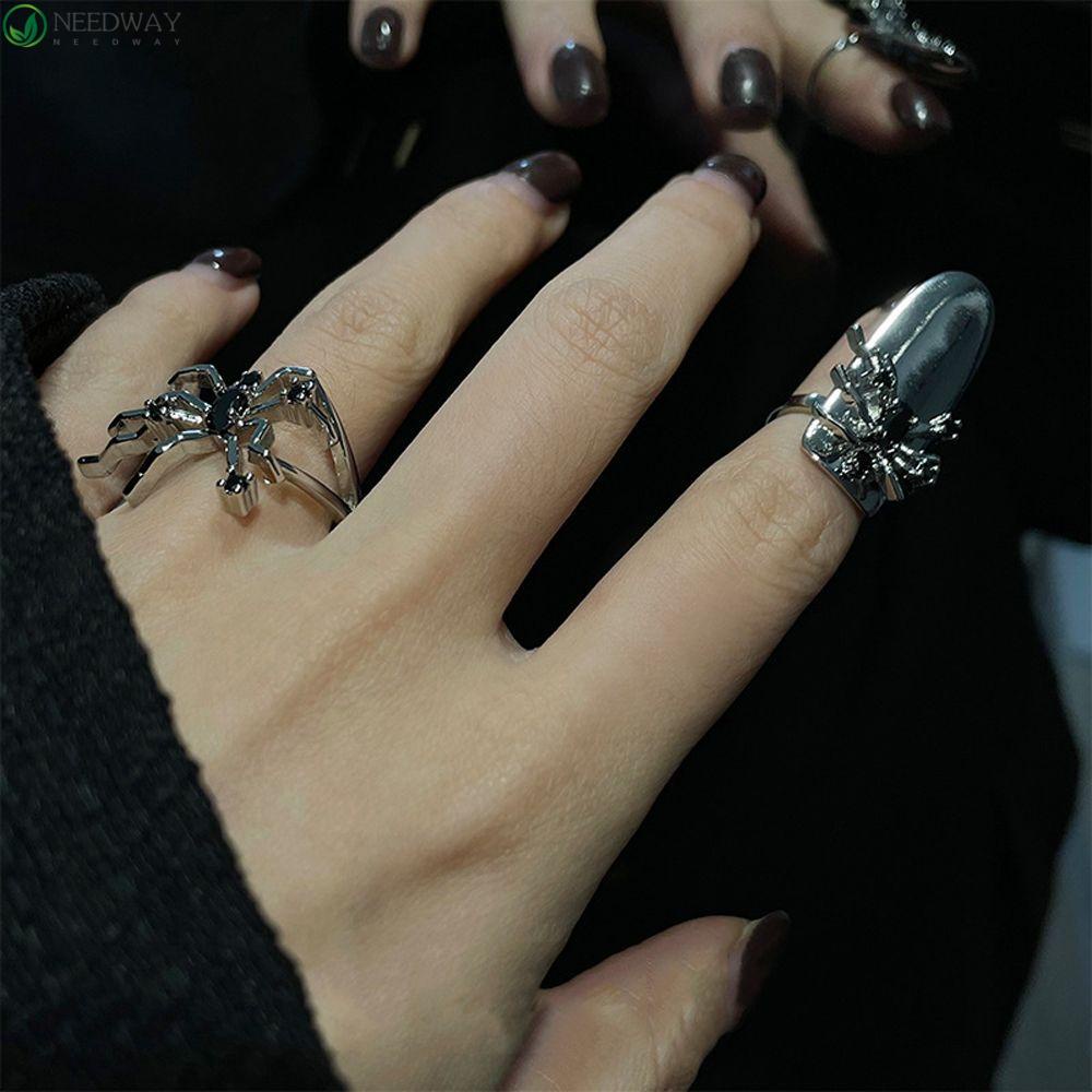 Needway Spider Ring INS Vintage Perhiasan Hadiah Cincin Jari Telunjuk Adjustable Gadis Pembukaan Rings