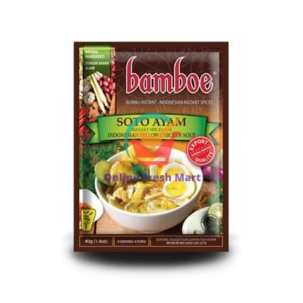 

Bamboe Bumbu Soto Ayam / Bumbu Instant 40 gr - Online Fresh Mart Denpasar