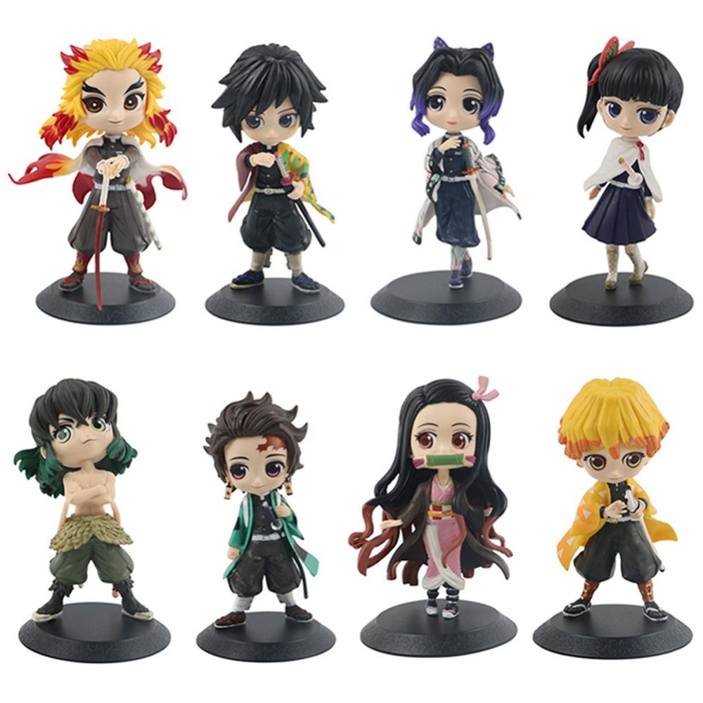 Timekey Chibi Versi Anime Demon Slayer Action Figure Miniatur Patung Model Kimetsu No Yaiba Boneka Tanjirou Nezuko Kyoujurou Giyuu C6P1
