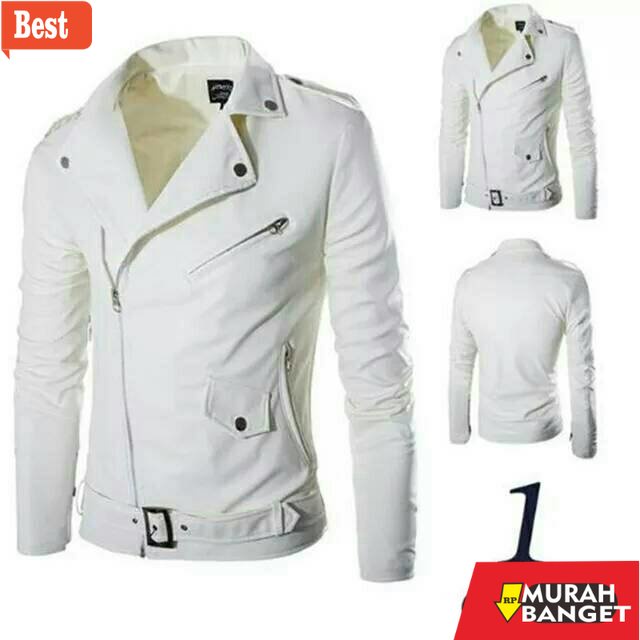 Jaket kulit pria terbaru- Jaket Ramonez Putih