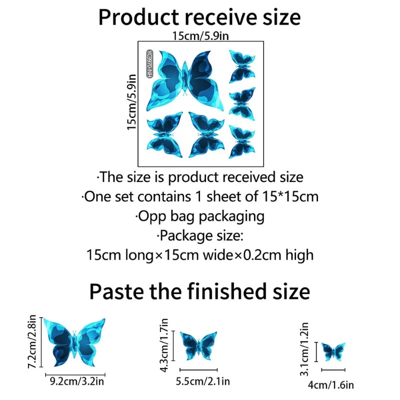 1set Stiker Dinding Kupu-Kupu Biru Bercahaya/ Glow In The Dark Butterfly Switch Decals/ Perlengkapan Dekorasi Ruang Tamu Kamar Tidur