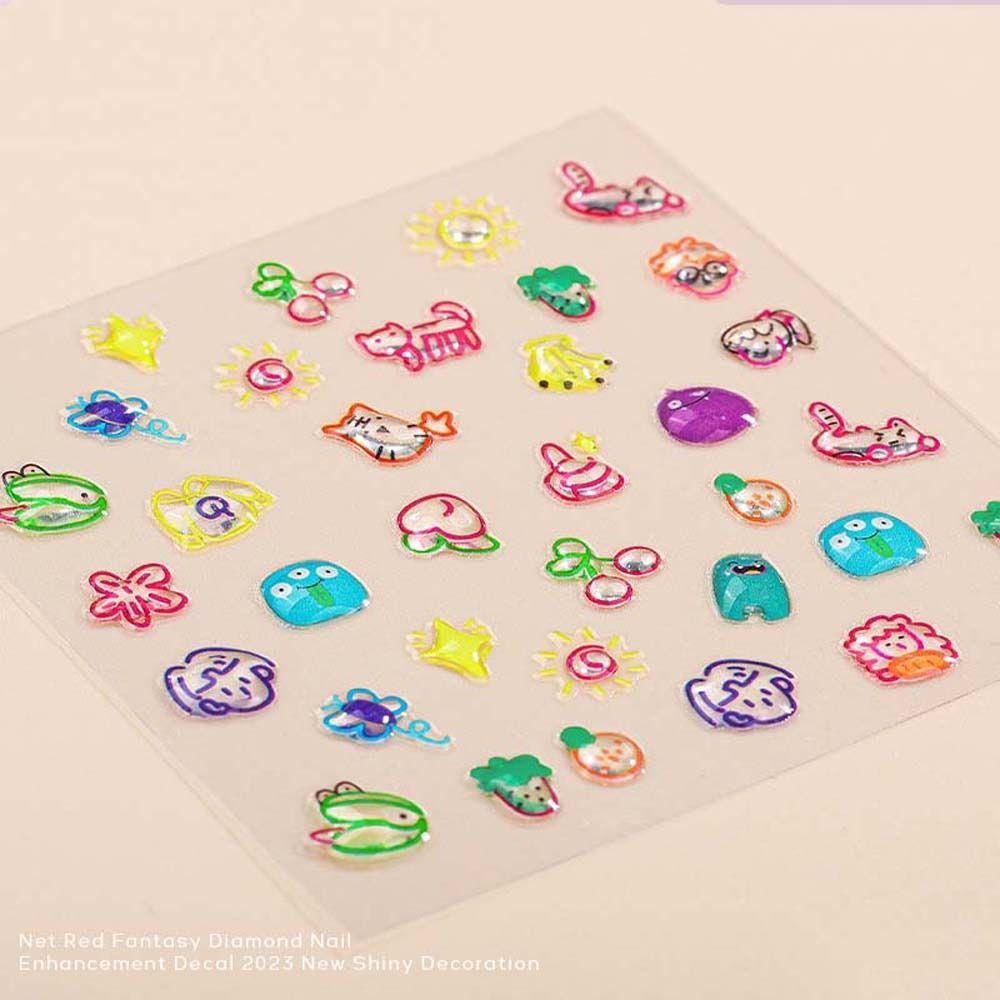Mxbeauty Stiker Kuku Perekat Lembut Lucu Gaya Jepang Bronzing Laser Kartun Stiker Hiasan Kuku Untuk Wanita