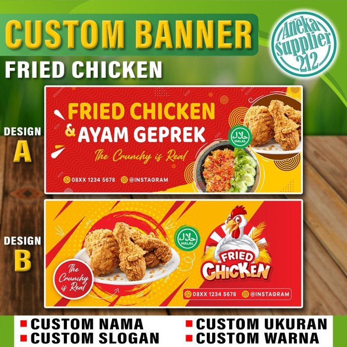 Cetak Spanduk Fried Chicken - Ayam Bakar Goreng - Spanduk Ayam Geprek
