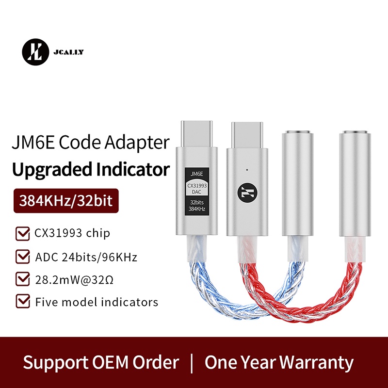 XIAOMI Jcally JM6E Adaptor Digital Audio Typec Cable Ear Amplifier Adaptor Handphone CX31993 DAC JM6 Upgrade Untuk Xiaomi13