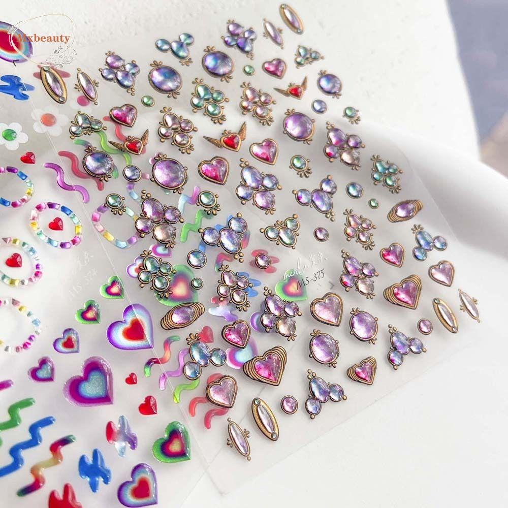 Mxbeauty Stiker Kuku Fashion Nail Art Gaya Lucu Manicure Love Heart Pattern Bronzing Stiker Hiasan Kuku Untuk Wanita
