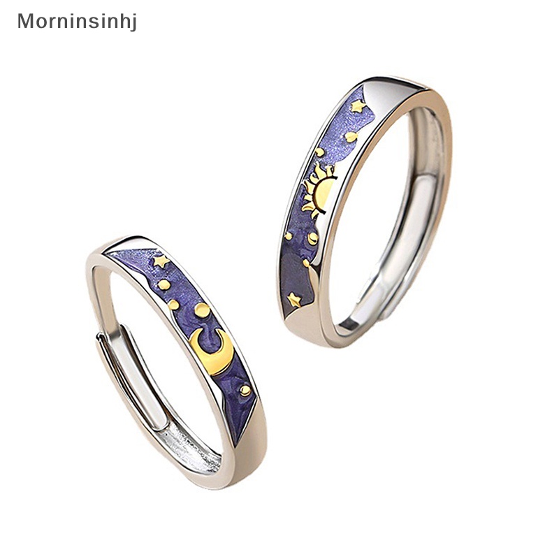 Mornin Fashion Pasangan Cincin Matahari Bulan Terbuka Dapat Disesuaikan Cahaya Jari Cincin Untuk Wanita Perhiasan Aksesoris Hadiah Ulang Tahun id