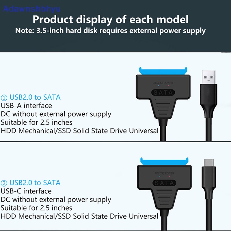 Adhyu SATA To USB 3.0 2.0/Type-C Adapter Untuk HDD Eksternal 2.5/3.5 Inch SDD Hardisk Disk Konektor Eksternal Drive Line Converter ID