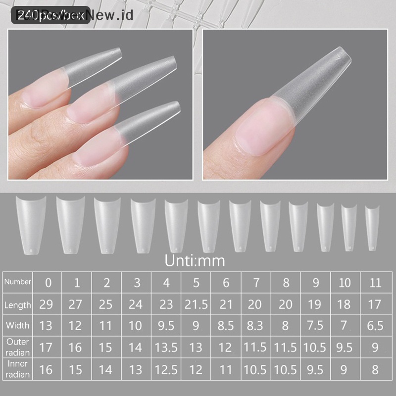 Power 240pcs Full Cover Sculpted Nail Tips Finger Nail Mold Extension Nail Art Set ID