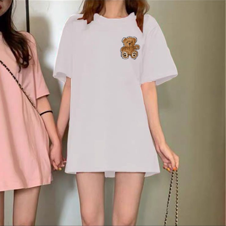 Oversize Tee Tshirt Wanita Model Longgar Motif Teddy BR Depan BElakang