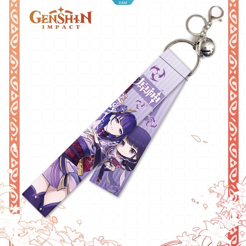 Genshin Impact Wander-Scaramouche Kamisato Ayaka Klee Nahida Ganyu Kartun Anime Lanyard Bell Key Aksesoris Gantungan Kunci Siswa [ZK]