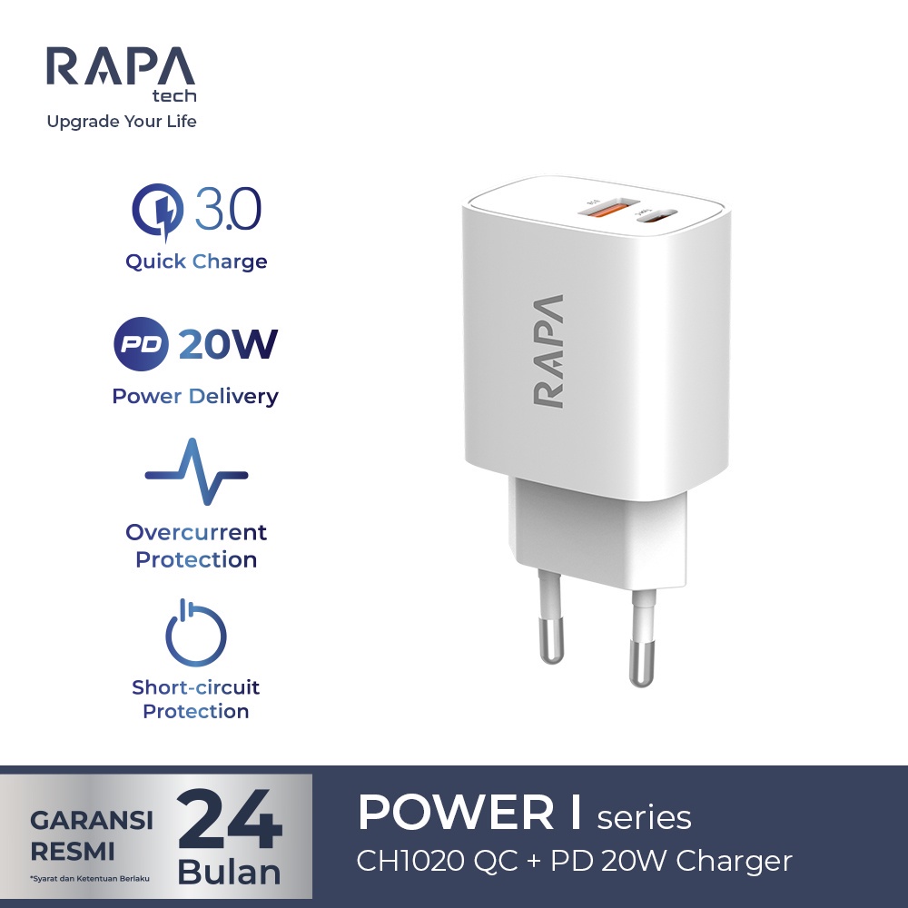 RAPAtech Charger POWER I (QC+PD20W) Premium Quality Fast Charging Best Seller