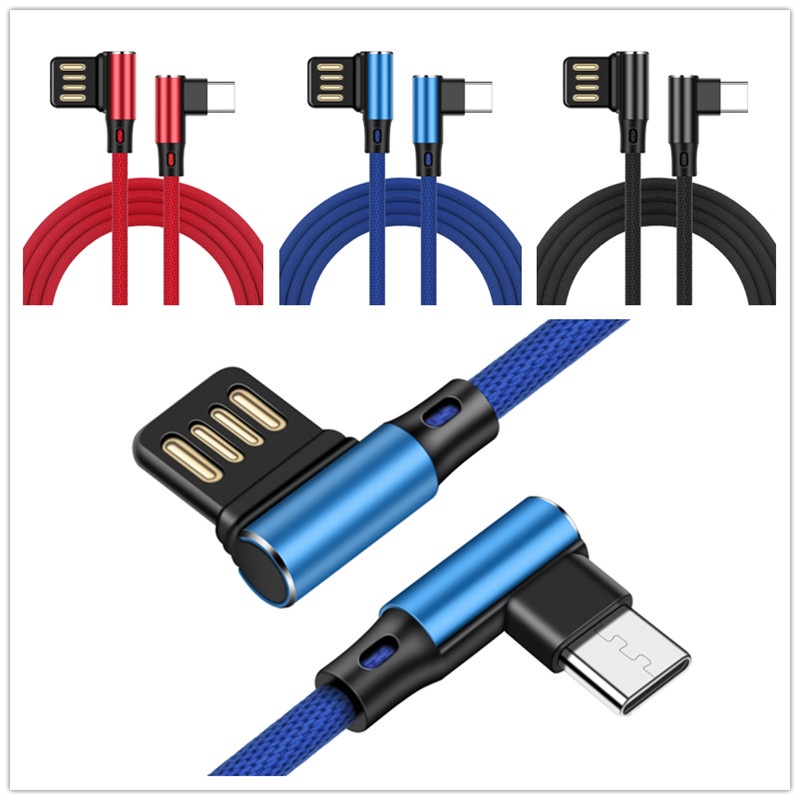 Usb Tipe C 90derajat L Type-C 3.1 Kabel Data Charger Usb-C USBC TypeC 2.1A 2A Pengisian Cepat Kabel Usb C Untuk Samsung