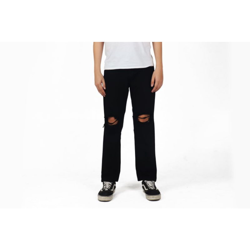 Weird Jeans - REGULER FIT Hitam Ripped - Celana Jeans Reguler Fit Ripped