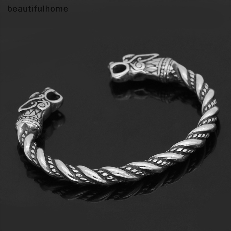 {beautifulhome} Perhiasan Gelang Naga Anti Karat Aksesoris Fashion Viking Gelang Pria.