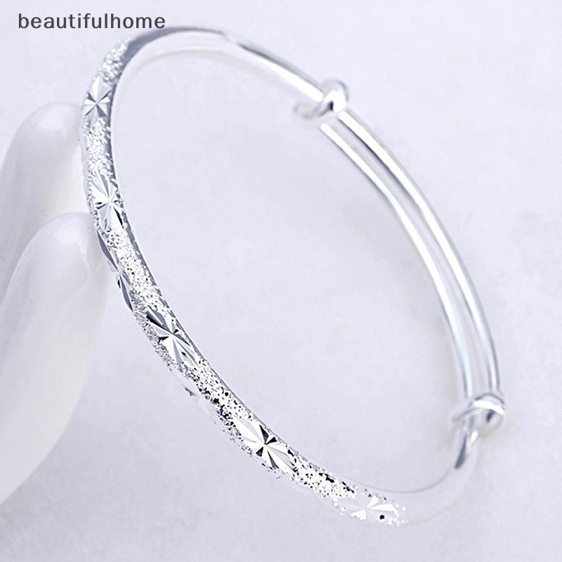 {beautifulhome} Fashion Vintage Perak Disepuh Gelang Terbuka Gelang Perhiasan Hadiah Untuk Wanita.