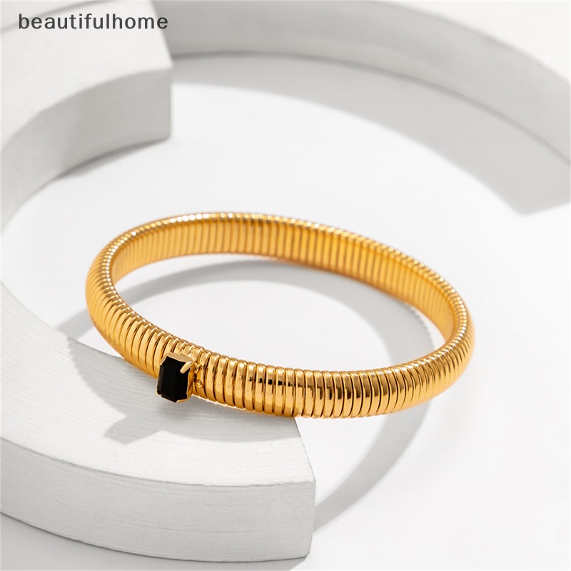 {beautifulhome} Punk Rantai Ular Spiral Twist Bracelets Cubic Zirconia Bangle Wanita Fashion Perhiasan.