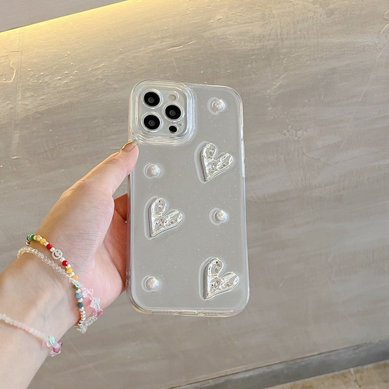 Nice！Shine Pearl Love Mirror Soft TPU Case HP iP iPhone 14 13 12 11 Pro Max Drop Glue FTD Casing Apple