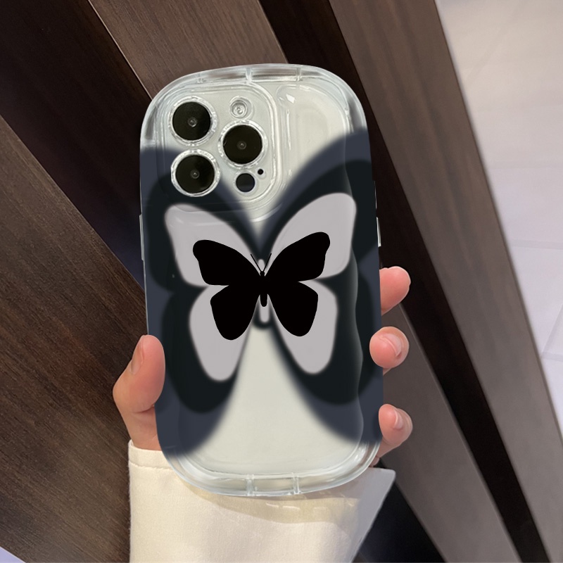 IPHONE Butterfly Casing Ponsel Transparan Kompatibel Untuk Iphone14 13 12 11 Pro Max7 +8 Plus XS X XR Silikon Shockproof Casing Cover Cell Precticer