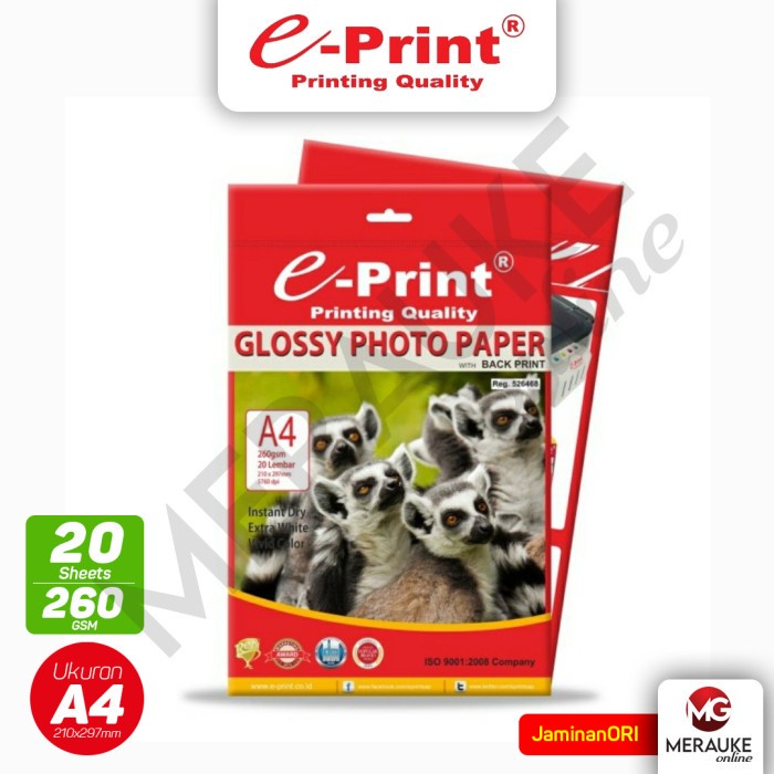 

Kertas Foto E-Print Glossy Photo Paper A4 260gsm 20s