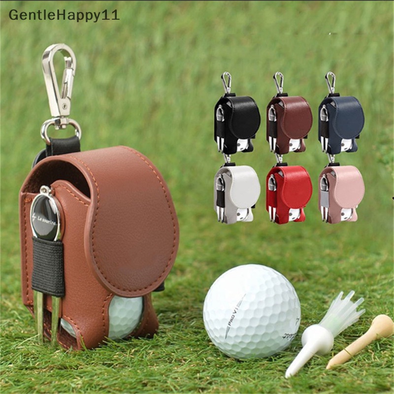 Gentlehappy PU Leather Golf Ball Mini Kantong Penyimpanan Portable Golf Waist Bag Aksesori Olahraga id