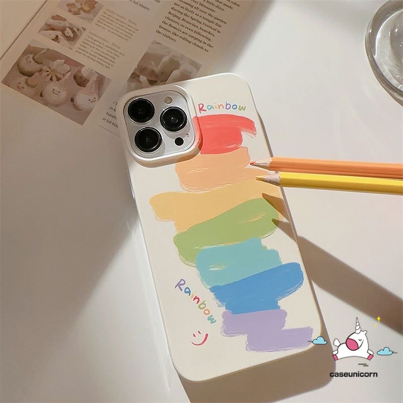 Fashion Colorful Doodle Paint Rainbow Case Kompatibel Untuk IPhone XR X11 13 14 12 Pro Max 7 8 Plus XS Max SE 2020kilap Pola Cat Air Tidak Teratur Tahan Guncangan Lembut Tpu Penutup Belakang