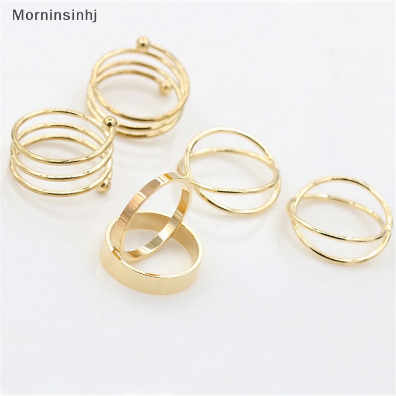 Mornin Cincin Unik Baru Set Punk Alloy Knuckle Rings for Womens Finger Ring 6pcs Rings id