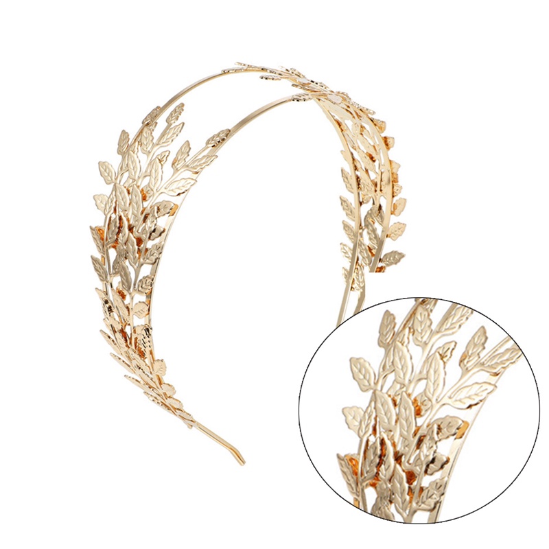 Dewi Yunani Romawi Emas Daun Mahkota Pengantin Pernikahan Ikat Kepala