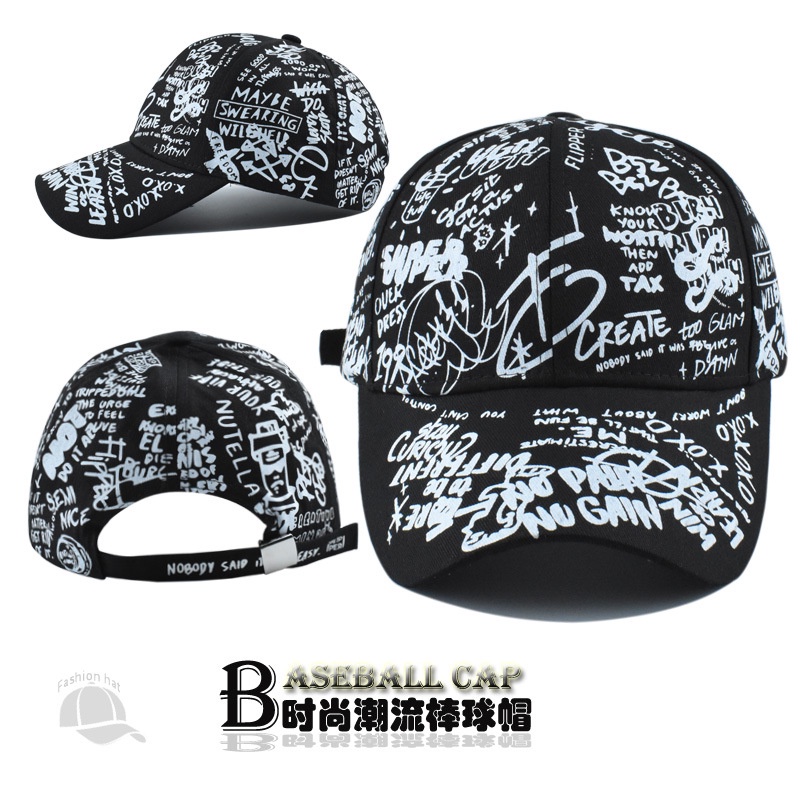 Topi Baseball Lidah Bebek Tabir Surya Perjalanan Motif Graffiti