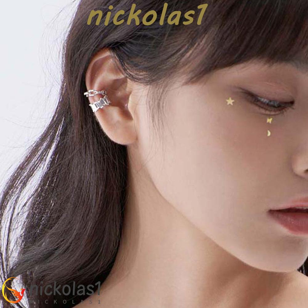 Nickolas1 Klip Telinga Non Piercing Baru Elegan Wanita Punk Gadis S925 Klip Tulang Telinga