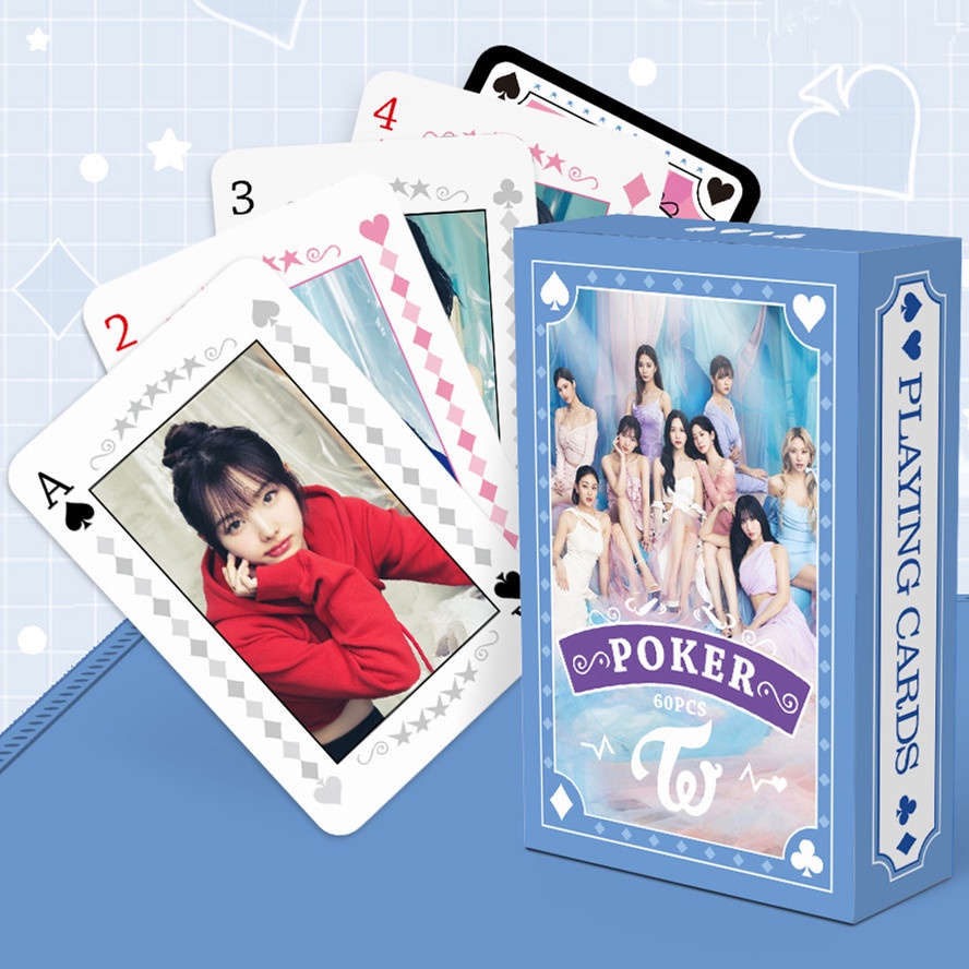 60pcs /box Hitam-PINK BT-S TWICE Poker Card STRAY KIDS TXT NJ Kpop Kartu Bermain