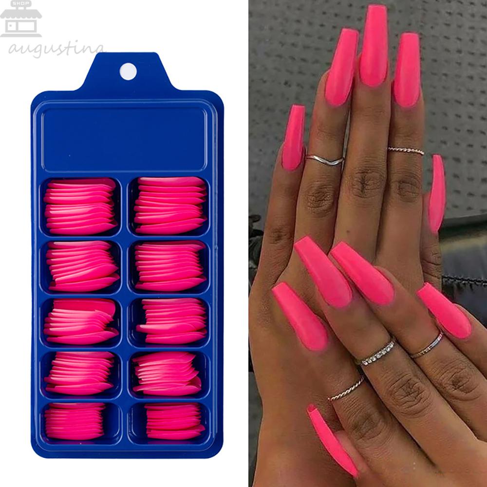 AUGUSTINA Agustina Alat Nail Art 100Pcs Candy Color Manicure Full Cover Kuku Palsu Extension