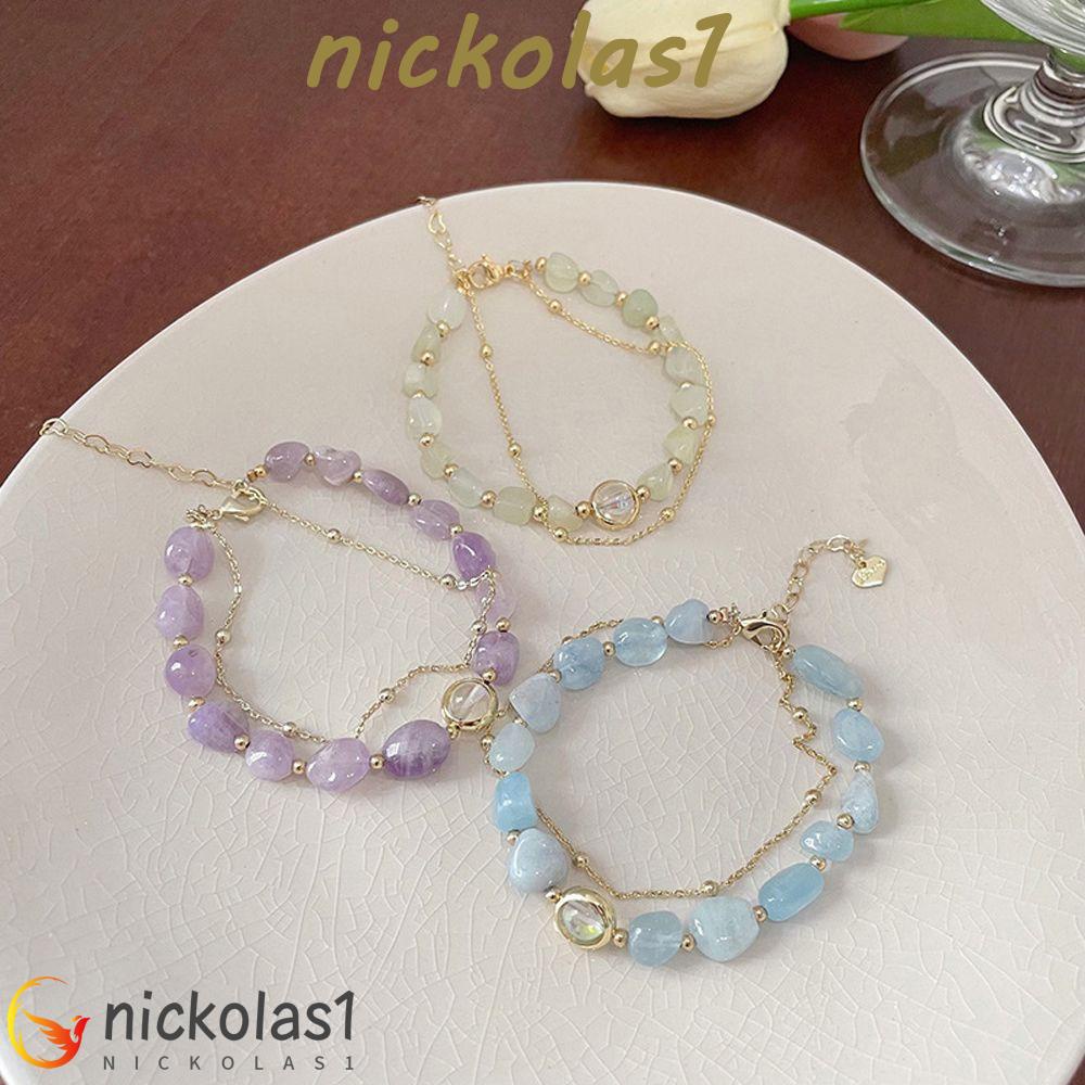 NICKOLAS1 Wanita Gelang Cina Retro Elegan Untuk Perempuan Tangan Jewerly Manik-Manik Double Layer Braceletss