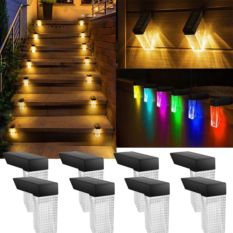 Solar Waterproof Induction Step Light / lampu dinding halaman taman Outdoor / lampu malam ilusi otomatis serbaguna / lampu Led dekorasi untuk pagar kolam teras