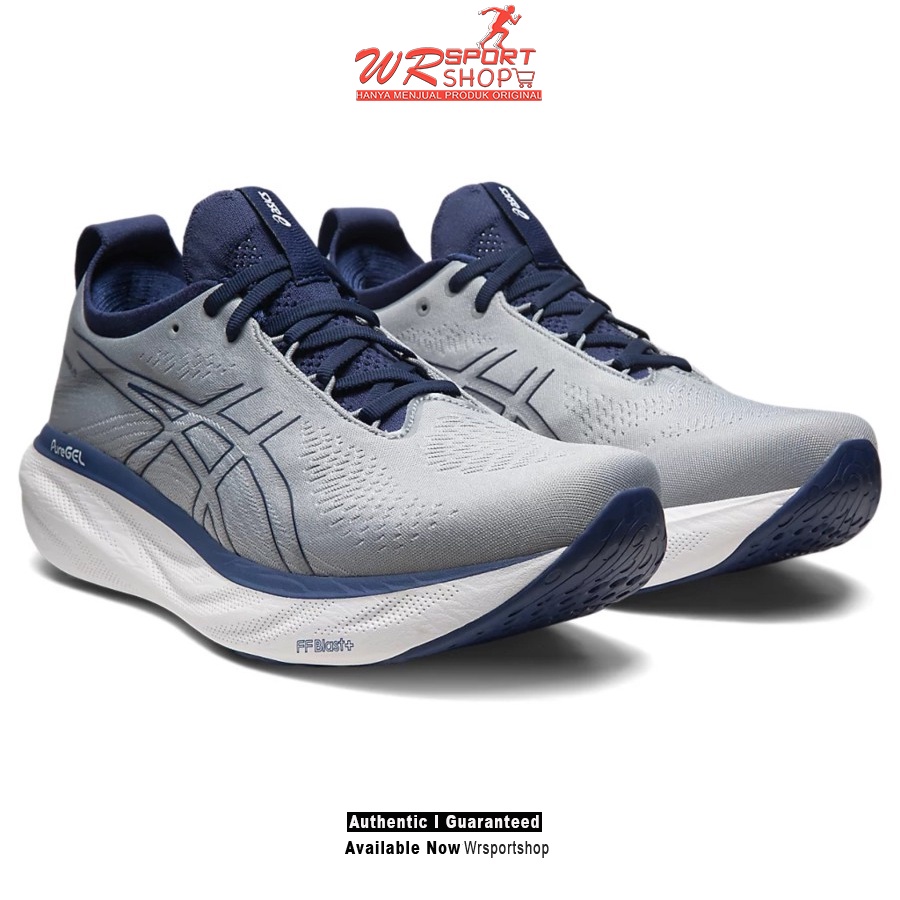 Sepatu Lari Pria Asics GEL-NIMBUS 25 Sheet Rock Indigo Blue ORIGINAL