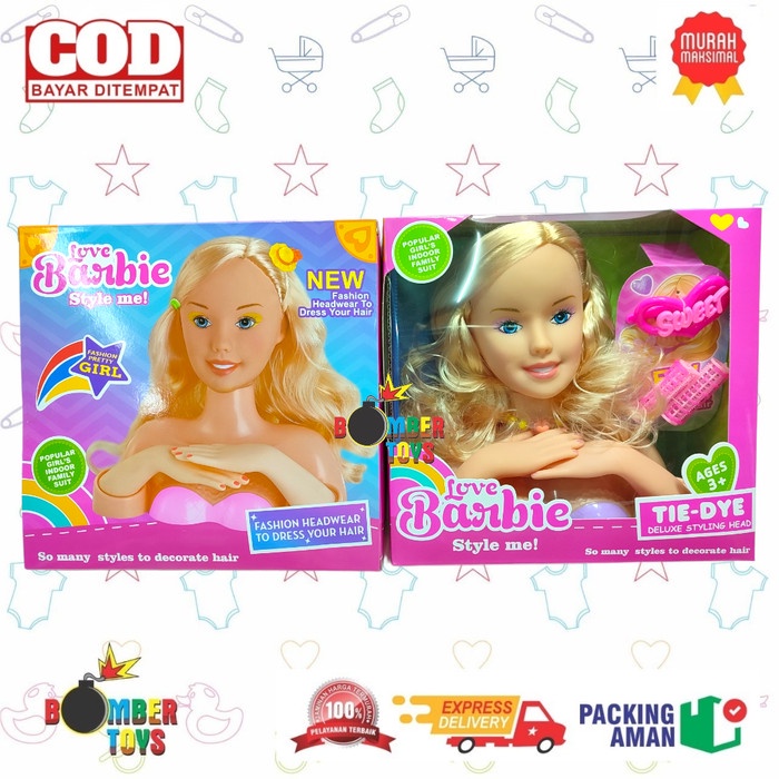 MAINAN ANAK MAKEUP MUKA BONEKA KEPALA BERBIE BEAUTIFUL SET JEPITAN RAMBUT SWEET MAINAN ANAK PEREMPUAN