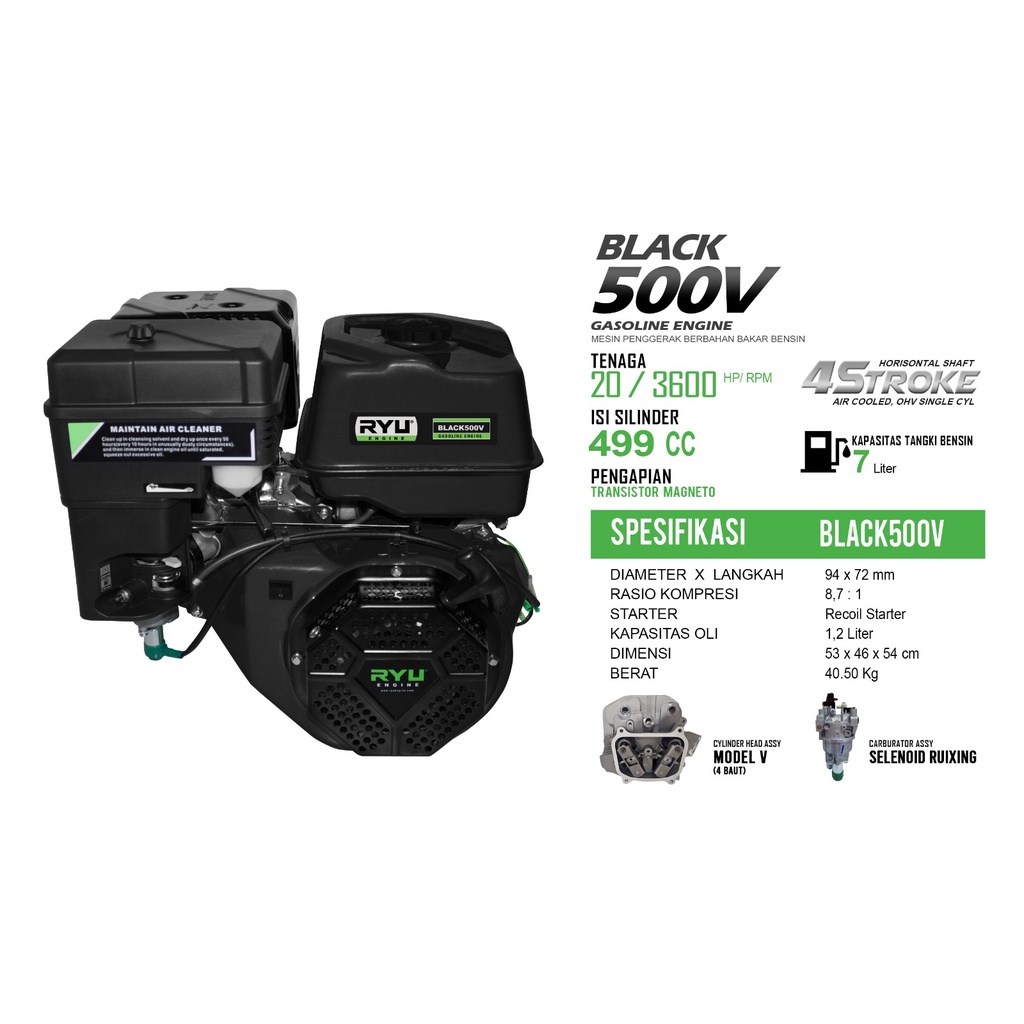 MESIN PENGGERAK/GASOLINE ENGINE BLACK500V - RYU