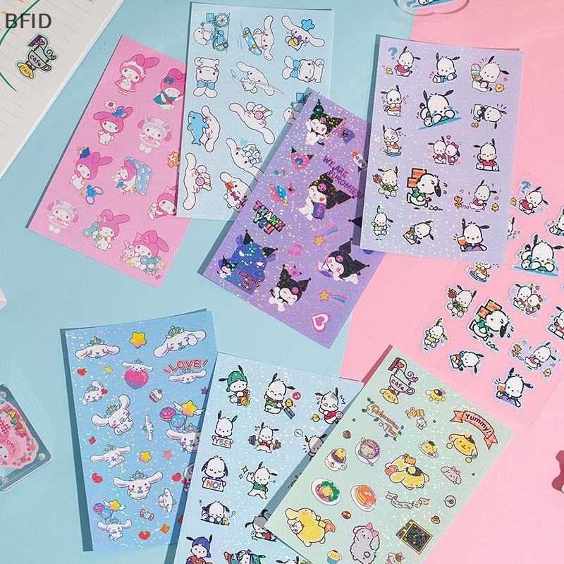 [BFID] 5pcs Sanrio Hello Kitty Kuromi Pachacco Goo Card Stiker Handbook Diary Hias DIY Alat Tulis Anime Kawaii Childrens Hadiah [ID]