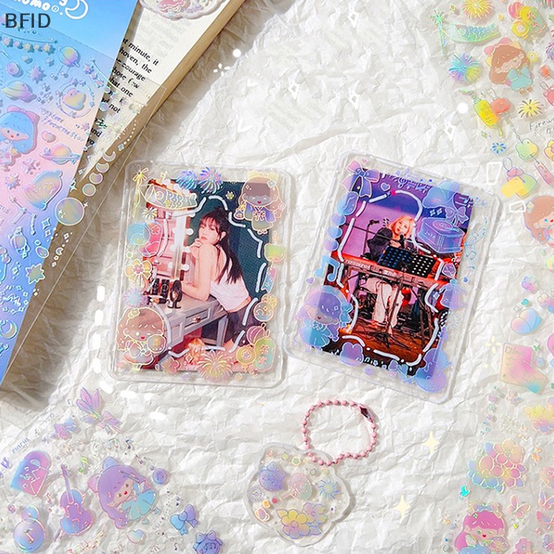 [BFID] 2pcs PET Laser Glitter Gadis Cinta Hati Toplader Hias Stiker Set Scrapbook Stiker Photocards Stationery [ID]