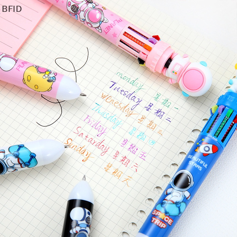 [BFID] 10warna Pulpen Astronot Ballpoint Multi Warna Kawaii Kartun Tekan-Jenis Warna Pulpen Alat Tulis Sekolah Pasokan Multi-Fungsi Hadiah Alat Tulis [ID]