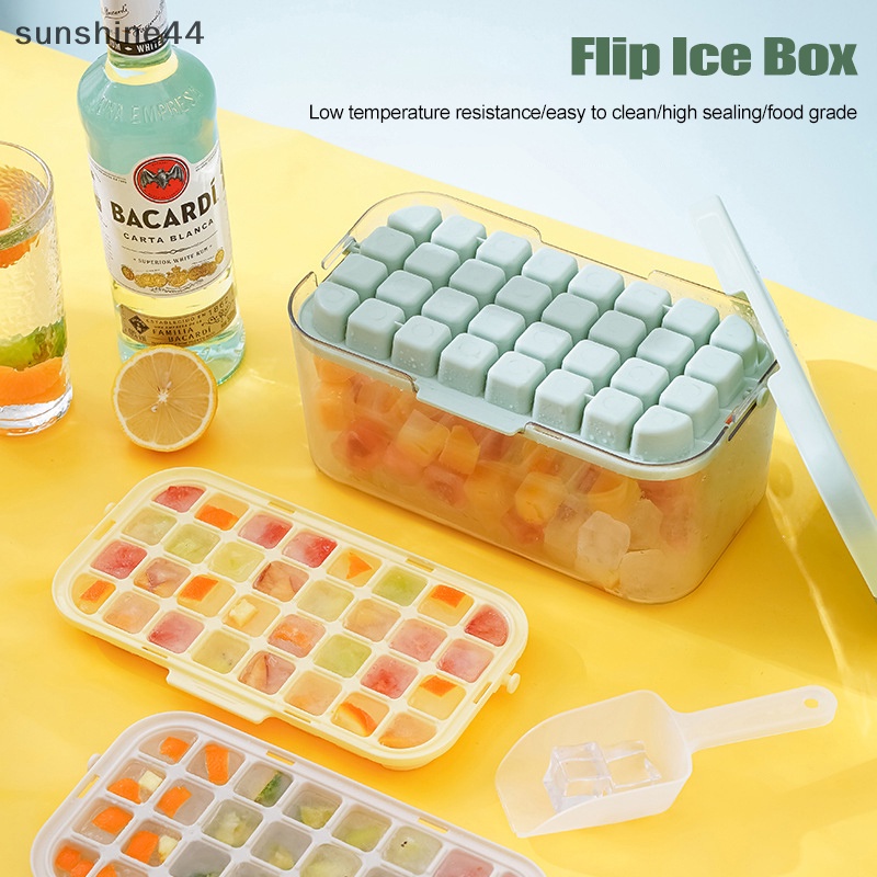 Cuci gudang, flip and press ice tray cetakan kulkas es batu beku rjmunshine