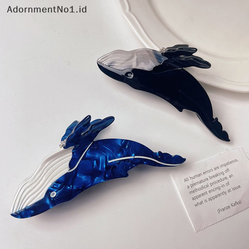 [AdornmentNo1] Blue Whale Hair Claw Acetate jepit rambut wanita populer Catches hewan Hair Clip Cute Sea Creature Claw Clips