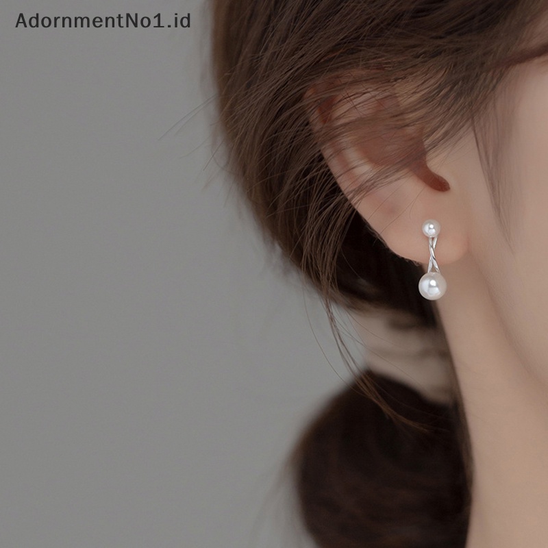 [Adornmentno1] 1pasang Anting Stud Mutiara Korea Untuk Wanita Fashion Sederhana Mutiara Stud Klip Telinga Pesta Gadis Temperamen Aksesoris Perhiasan