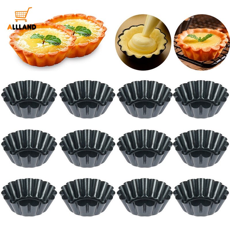 Mini Flower Shape Carbon Steel Egg Tart Mold/ Reusable Cake Pudding Pastry Mould Kitchen Baking Utensils