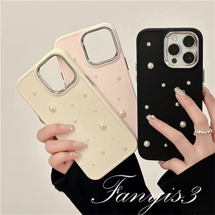 Compatible For iPhone 14 13 12 11 Pro Max X XR Xs Max 8 7 Plus Three-dimensional Pearl Phone Case Soft Protective Cover