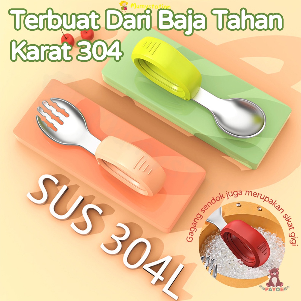 Mumystation Sendok Makan Anak Sendok Mpasi Bayi Stainless Steel Training Spoon Silikon Baby Sendok Belajar Makan Bayi