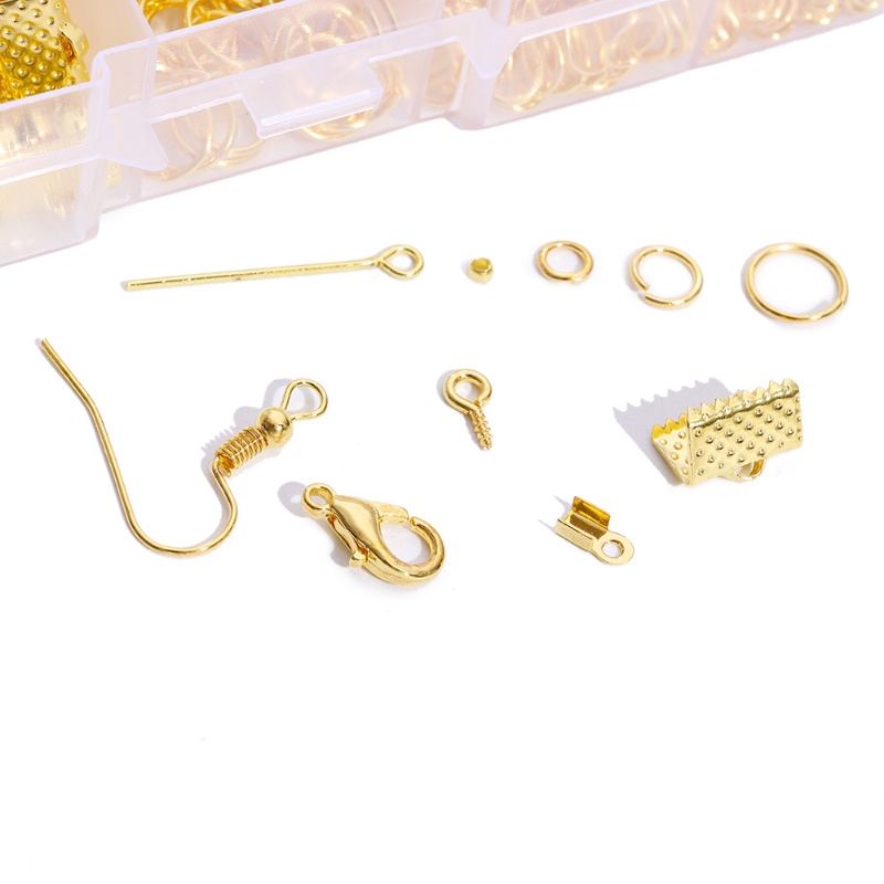 10kisi Paduan Aksesoris Temuan Perhiasan Set/ Anting-Anting Membuat Kit Lobster Clasp Open Jump Rings Repair Tools/ DIY Membuat Perhiasan Perlengkapan