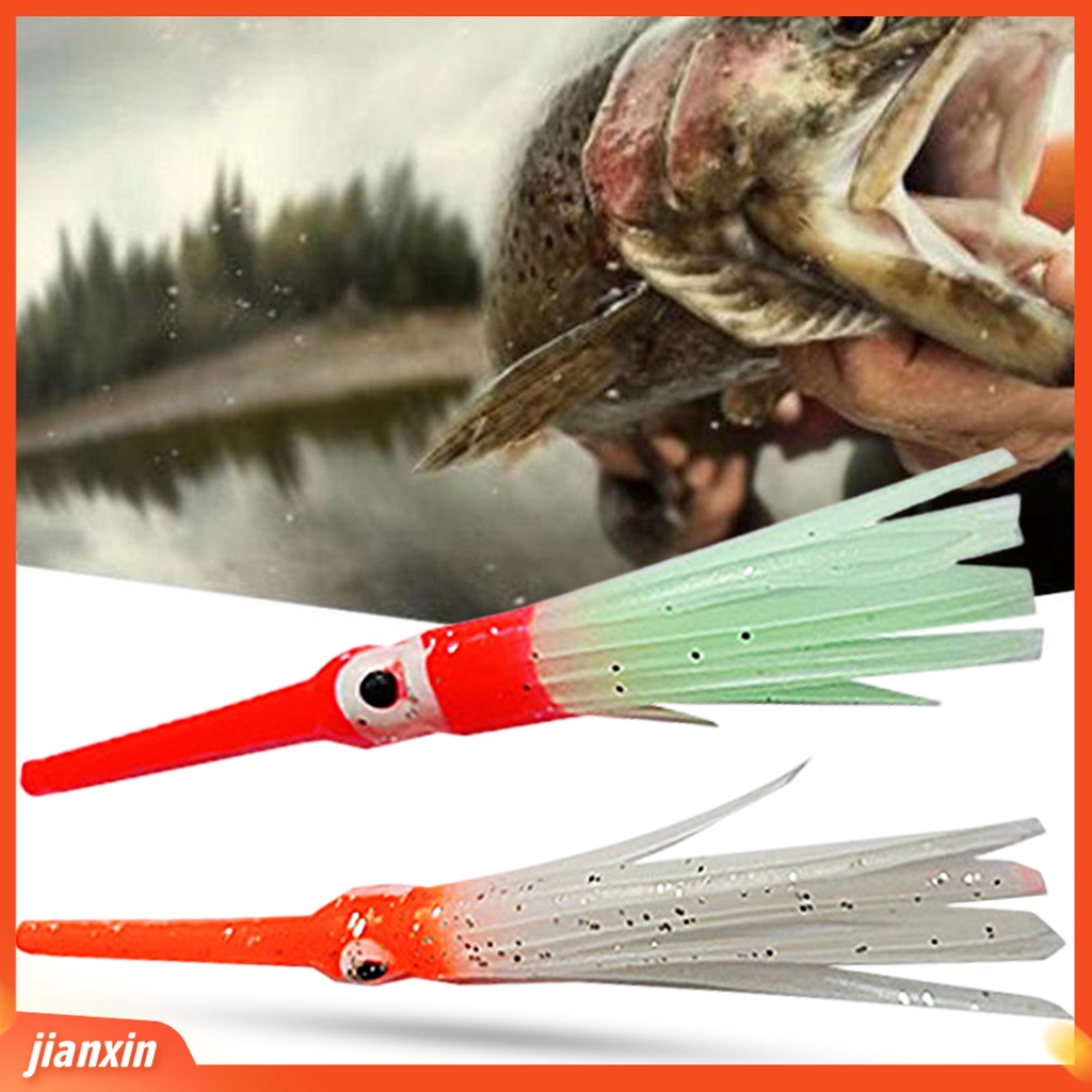 (In Stock) Simulasi Warna Cerah Mata Besar Anti Gigit Mulut Panjang 9cm Umpan Cumi Bercahaya Memancing Laut Lembut Gurita Cumi Rok Umpan Pancing Tackle