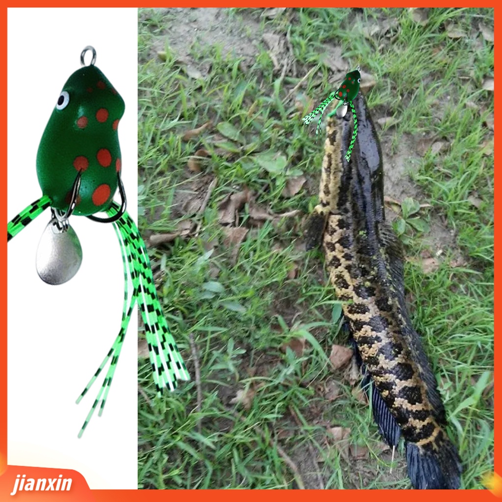 (In Stock) 3 cm Memancing Umpan Spinner Payet Dengan Jumbai Berongga Ganda Kait Simulasi Pengecoran Panjang Buatan PVC Lembut Snakehead Frog Bait Perlengkapan Memancing