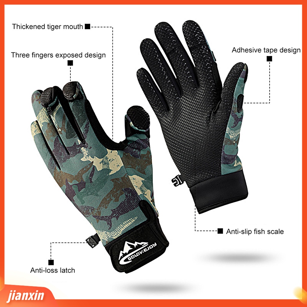 (In Stock) Sarung Tangan Memancing Penuh Jari 3-Fingerless Touchscreen Lapisan Mewah Tahan Aus Tetap Hangat Non-slip Musim Gugur Musim Dingin Pria Wanita Motor Riding Gloves Untuk Outdoor